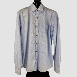 Park Avenue Long Sleeve Shirt Men's Small 39 Cm White Blue Dress Casual EUC Soft